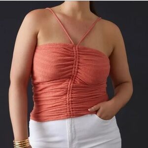Anthropologie Pilcro Coral Ribbed Strapless Top